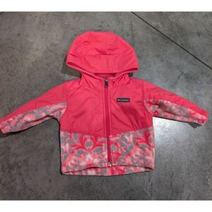 Columbia Pink Fleece Lined Hooded Jacket Floral Pattern Toddler‎ Baby 3-6Months